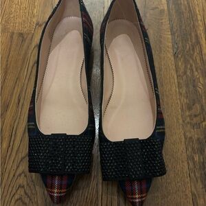 J. Crew Chic Tartan Flats with Studded Bow